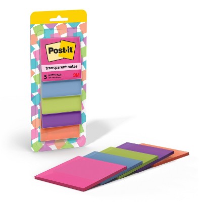 Post-it Transparent Sticky Notes shown on a textbook page