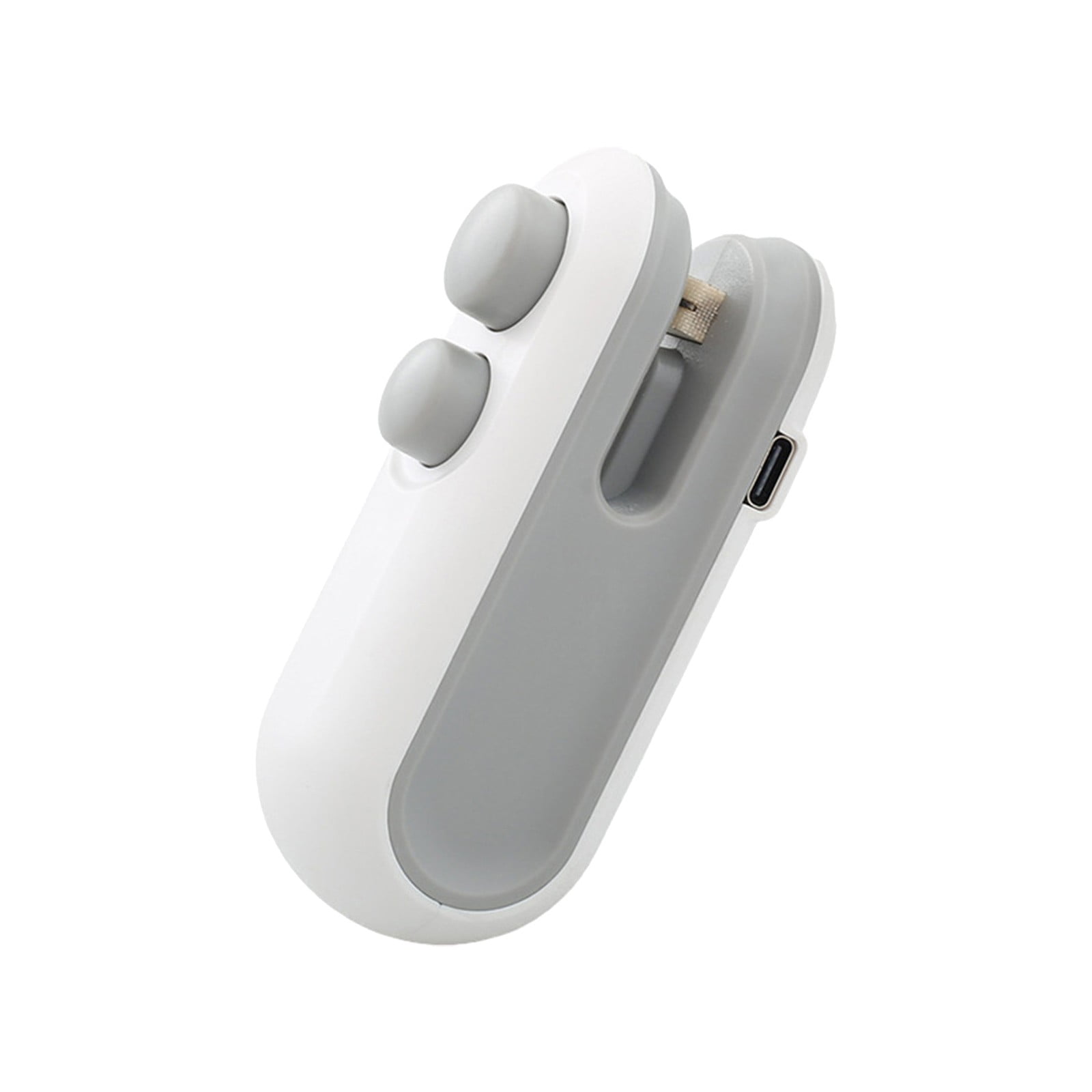 Handheld mini bag sealer sealing a chip bag